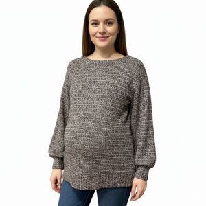 Motherhood Maternity Ribbed Knit Heather Grey Long Sleeve Balloon Sleeve Top Sm